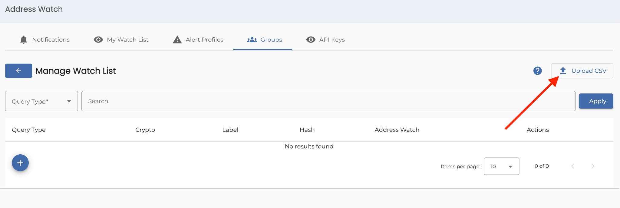 Uploading the watch list CSV